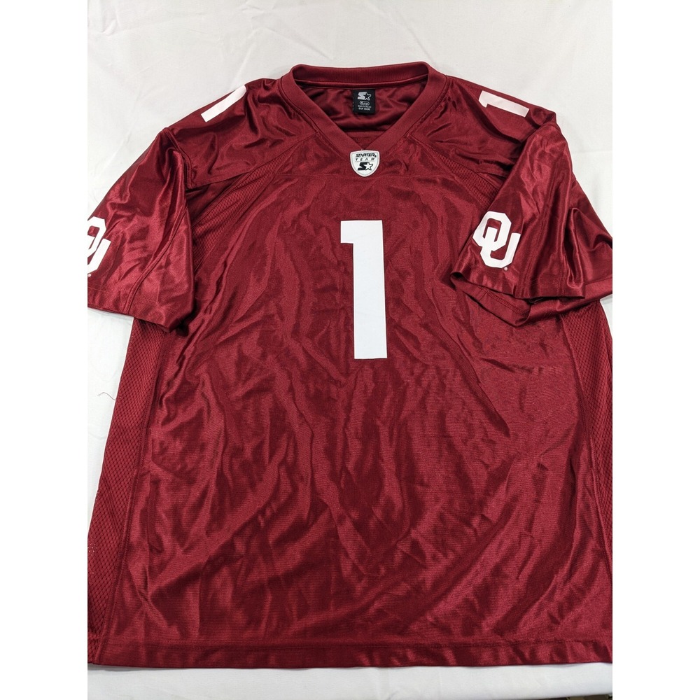 VTG Oklahoma‎ Satin OU Sooners Football Jersey Team Starter Maroon Red #1 XL